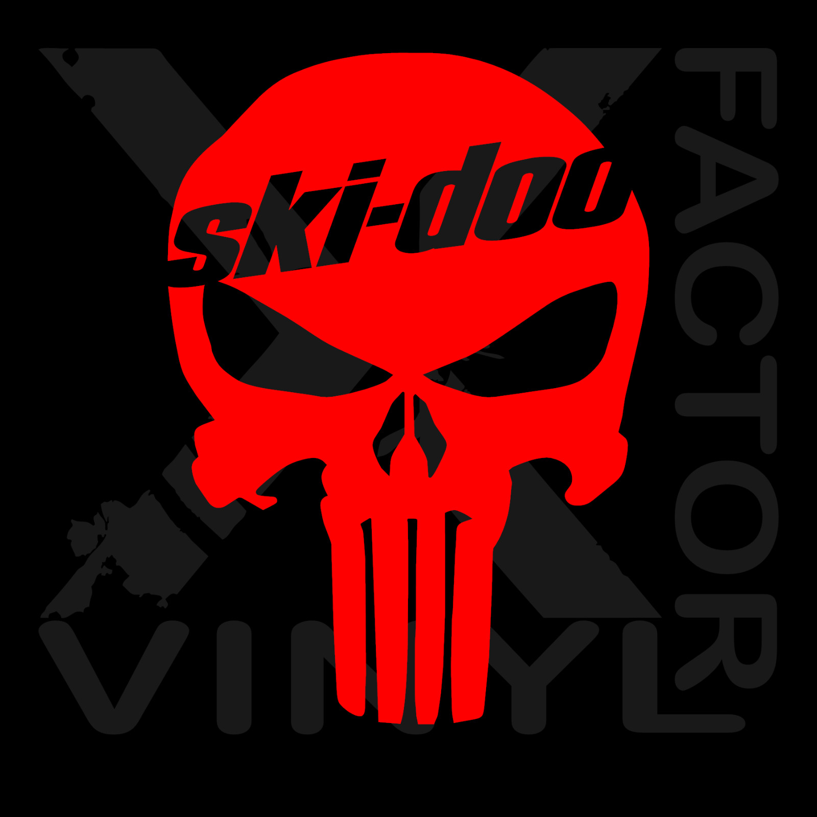 Ski-Doo Pumishment Skull Dicut Vinyl Decal Snowmobile Skandic MXZ 3SZ/14CLR