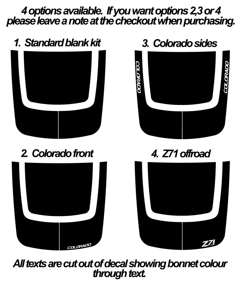 2016-2021 HOLDEN Colorado COMBO kit Bonnet + Doors + Tailgate decals stripes