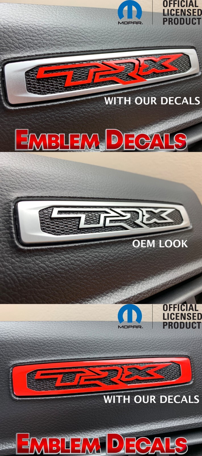 Ram 1500 TRX Passenger Dash Emblem Overlay Decal 2021 2022 2023