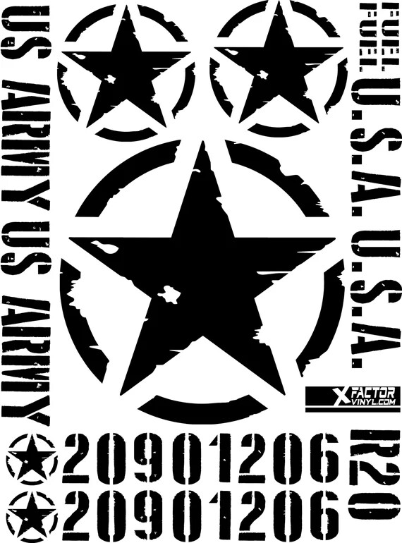 Willys Jeep Vinyl Dicut Decal Set Transform your Jeep to military mode! 15 Decal