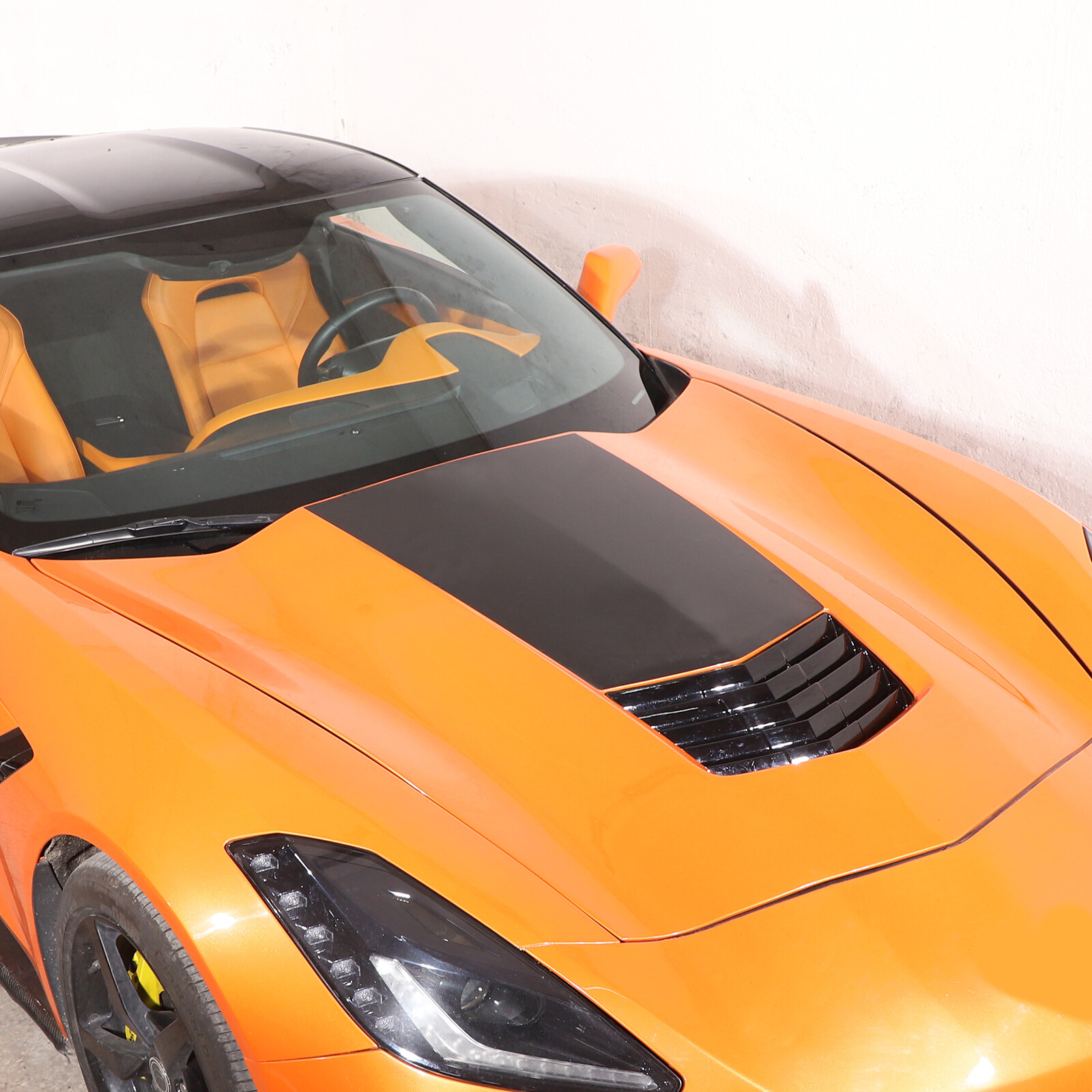 Car Front Hood Scoop Stinger Decal Vinyl For 2014-2019 Corvette C7 Stingray 1PCS