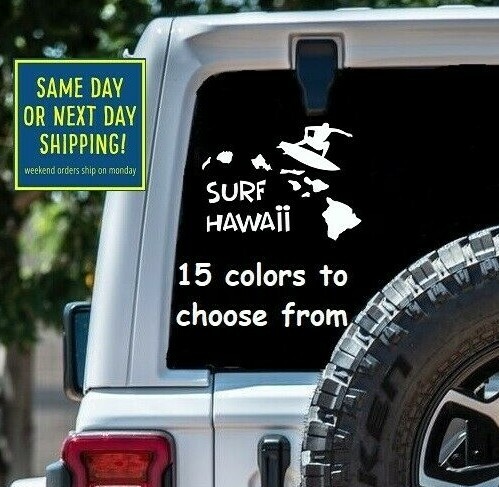 6 Size SURFING SURF HAWAII ISLANDS Car Window Decal Sticker MacBook tablet iPad