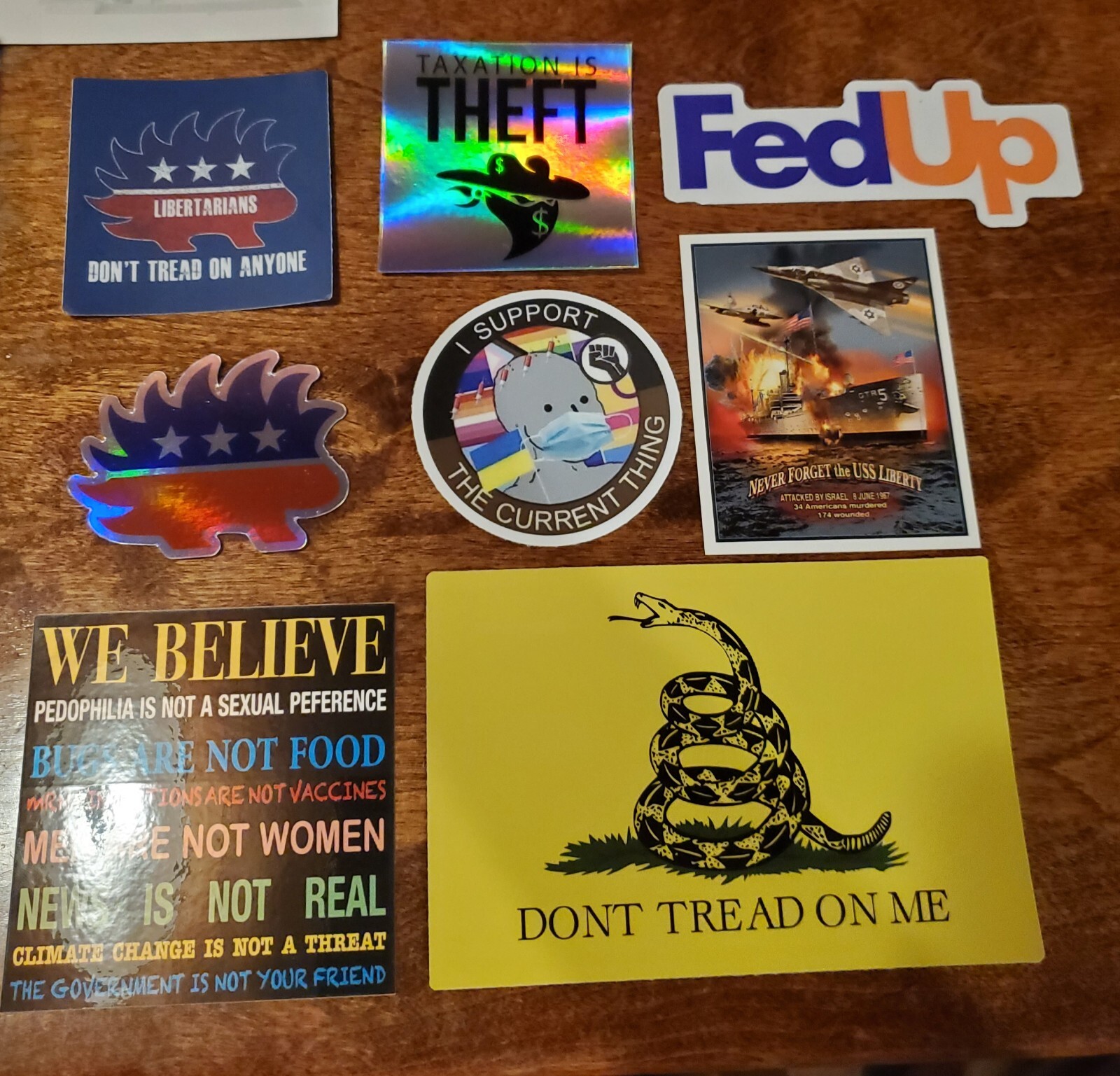 Libertarian Porcupine Sticker & LIBERTARIAN STICKERS VARIETY PACK (8)