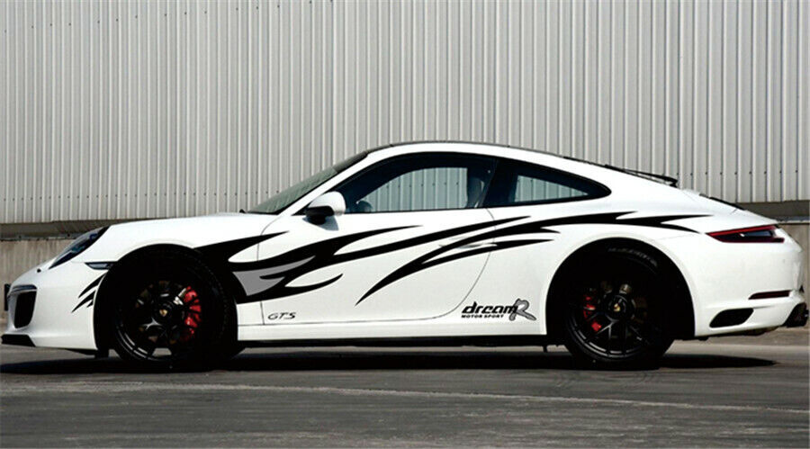 Black+Grey Flame Graphics design accessories Car body decor cover Vinyl Decals