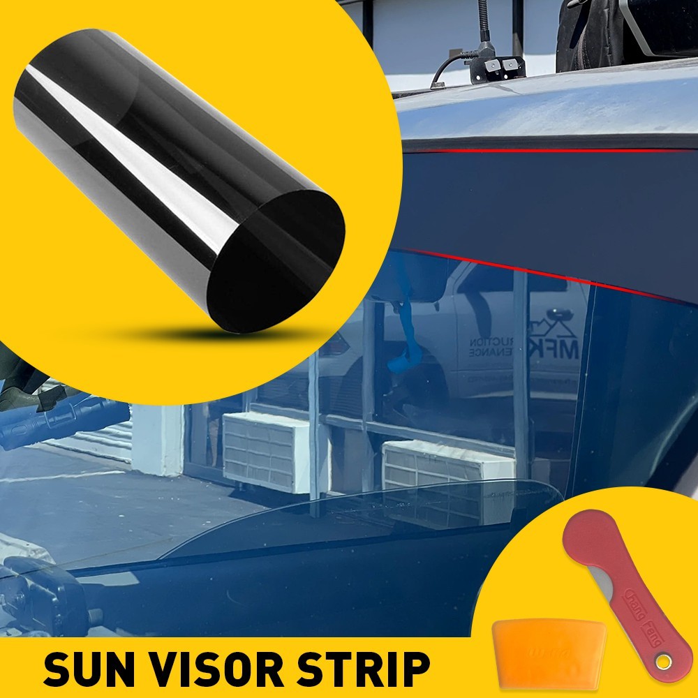 Car Sun Visor Strip Tint Film Front Windshield UV Shade Banner Accessories Black