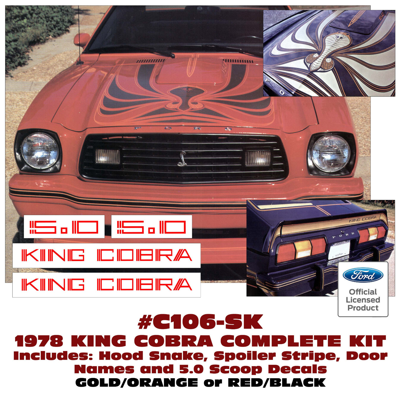 SP – C106-SK 1978 KING COBRA COMPLETE – HOOD SNAKE – SPOILER STRIPE – NAMES