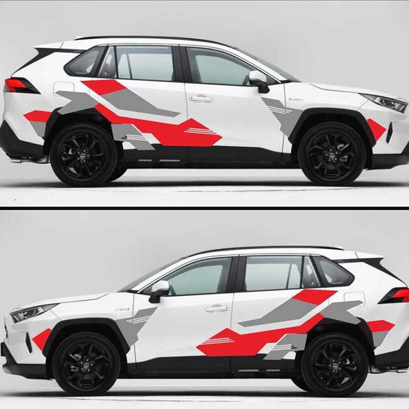 Racing Sport Styling Vinyl Decals Modified DIY Stickers Red/Gray For Car Side