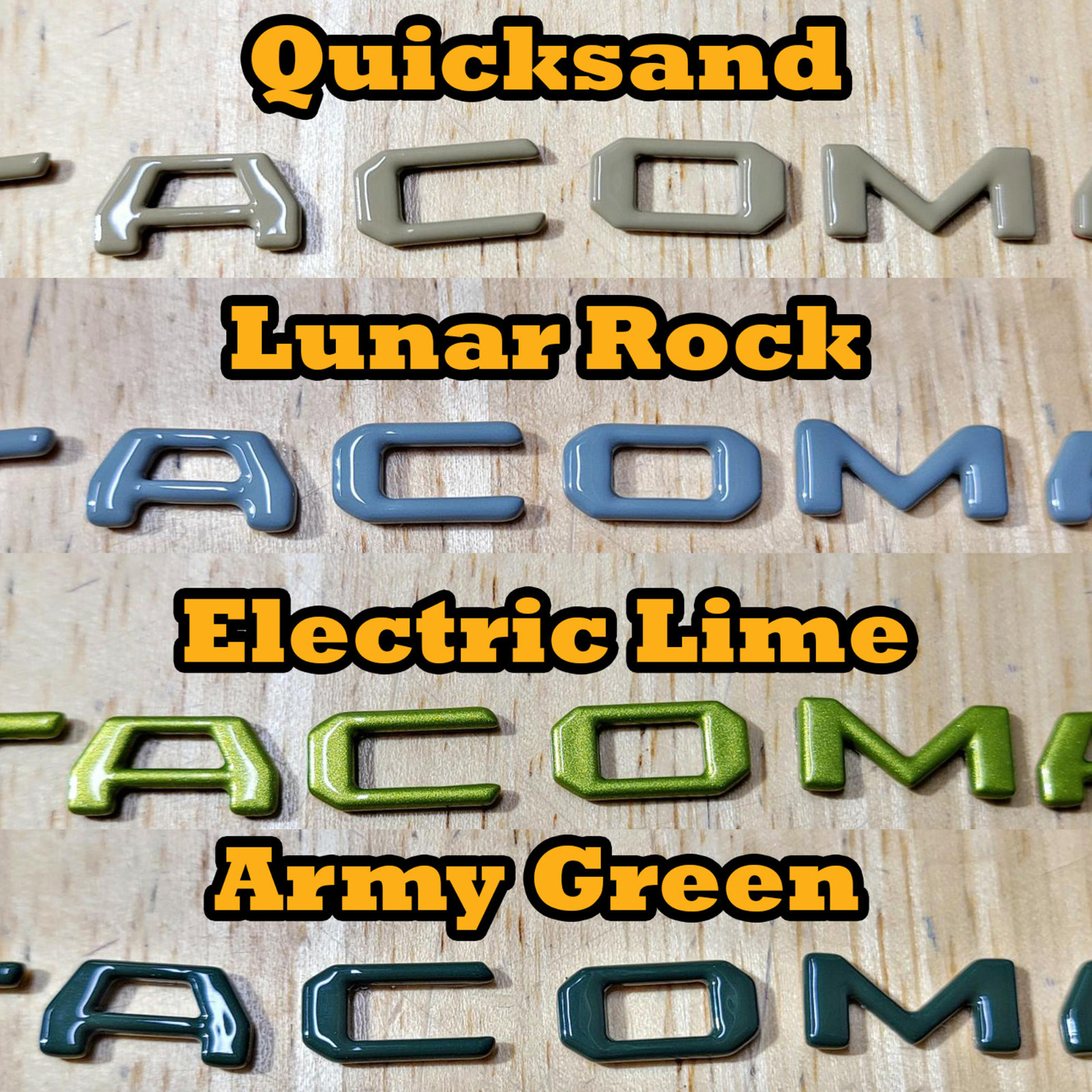 Premium 3D Raised Letters 2016-2023 Tacoma Glovebox – color matching