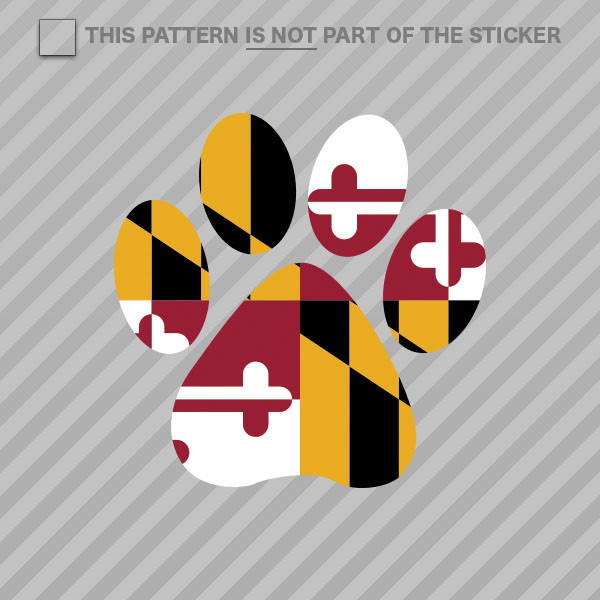 Maryland State Shaped Paw Print Sticker Self Adhesive Vinyl Dog Cat Pet Puppy