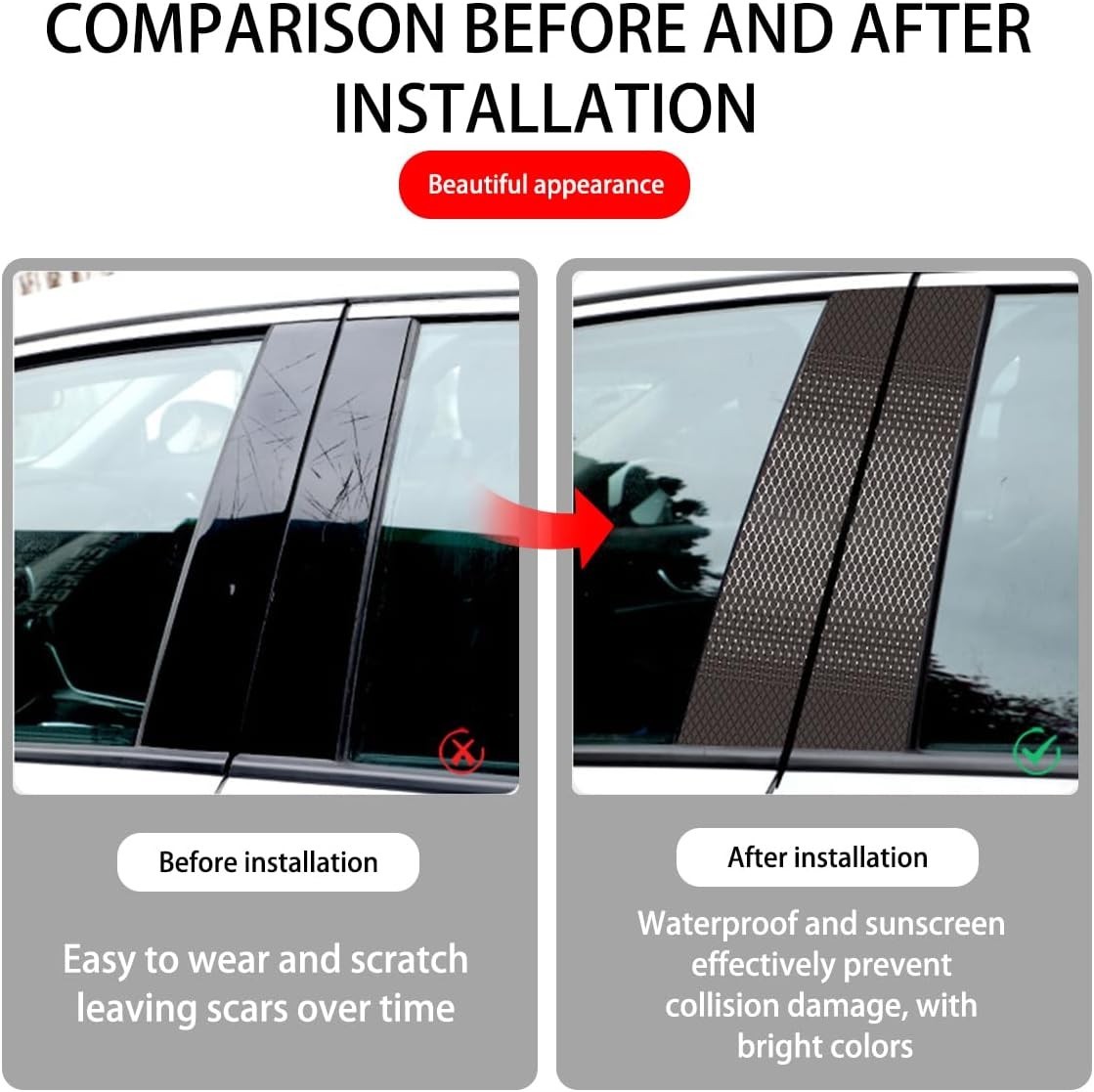 Universal Fit Carbon Fiber Vehicle B-Pillar Decals – Scratch Cover & Style