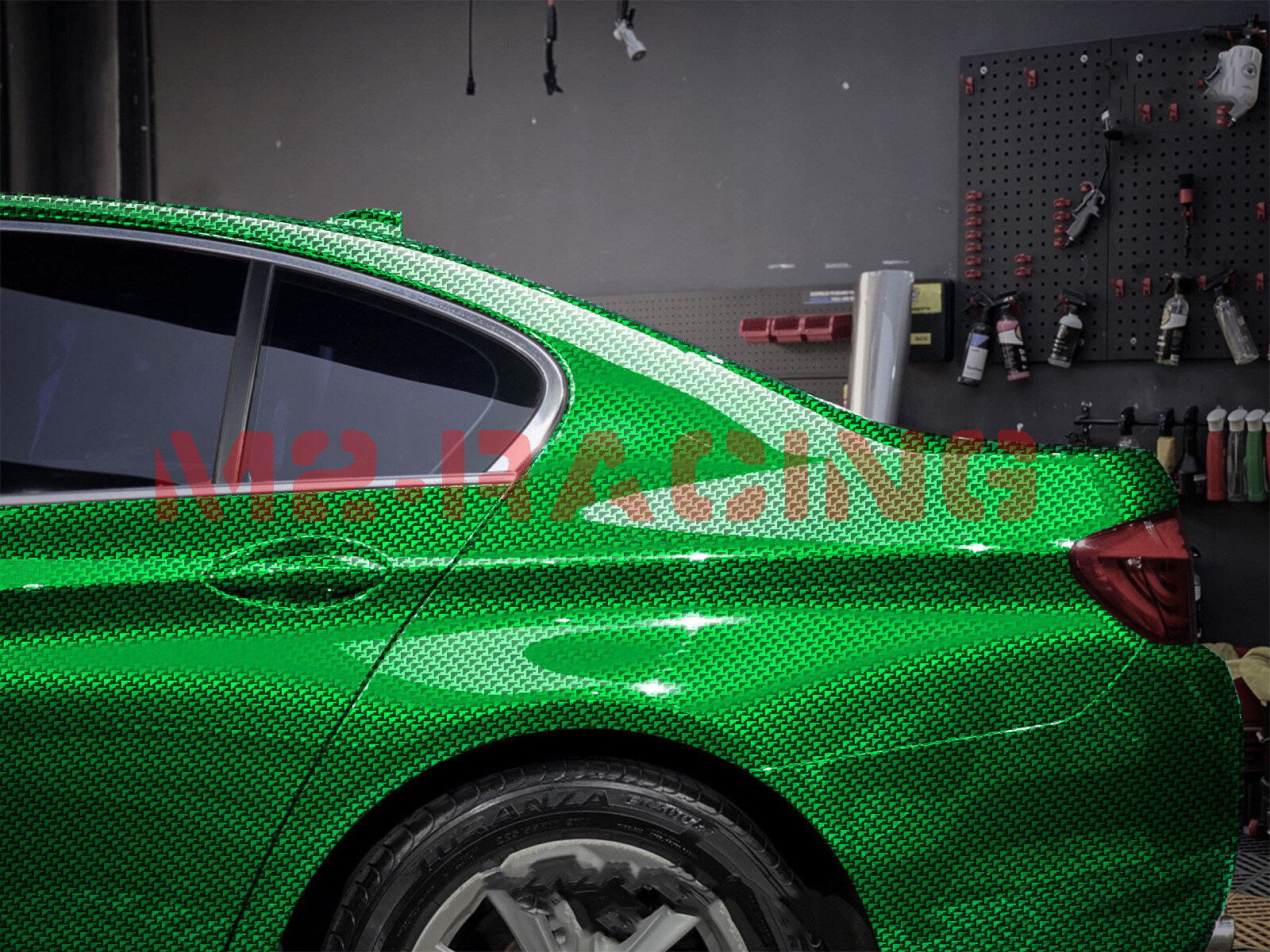 PET Squadron Carbon Fiber Gloss Emerald Green Car Vehicle Vinyl Wrap Decal Sheet