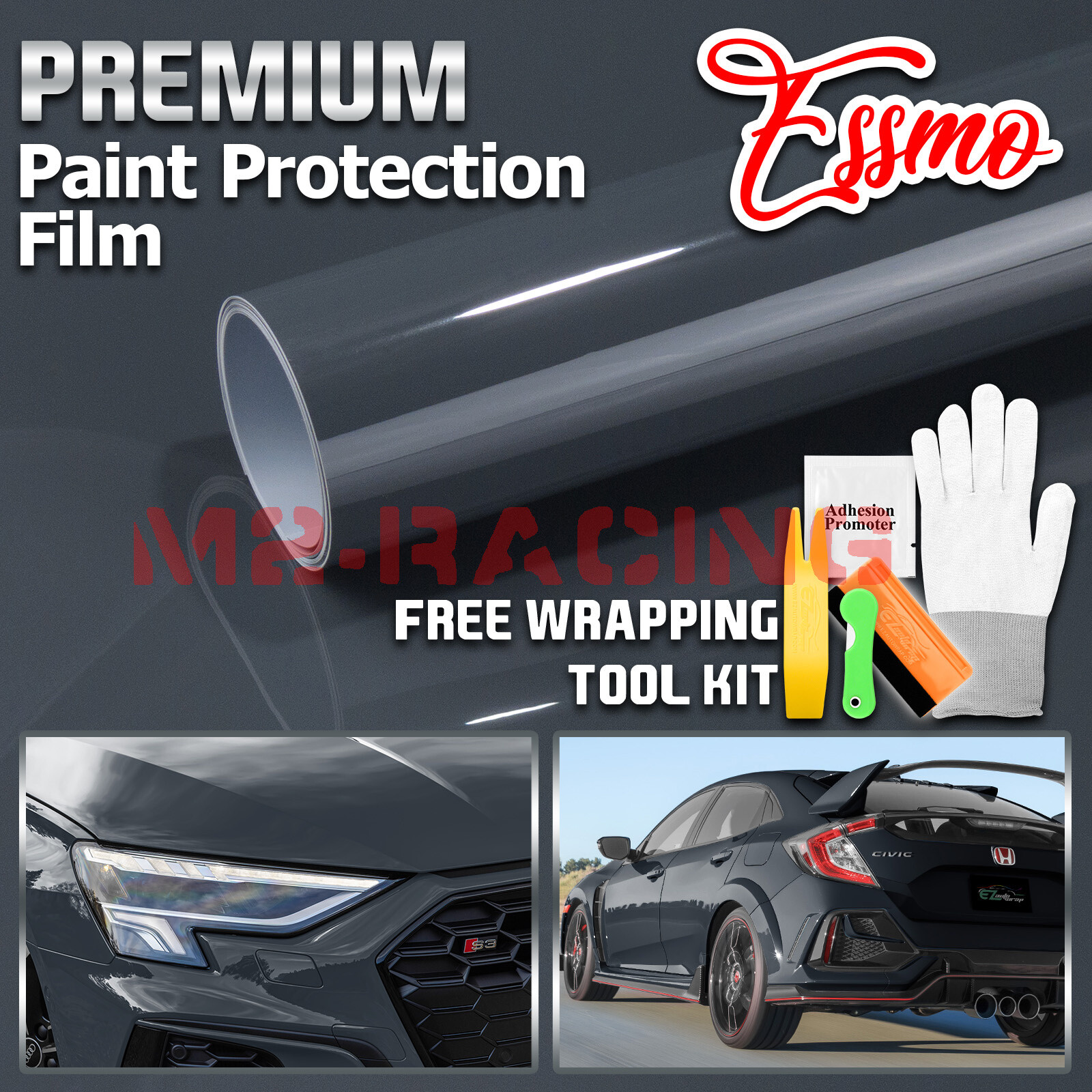 PPF Paint Protection Film Gloss Midnight Gray Invisible Scratches Shield Wrap
