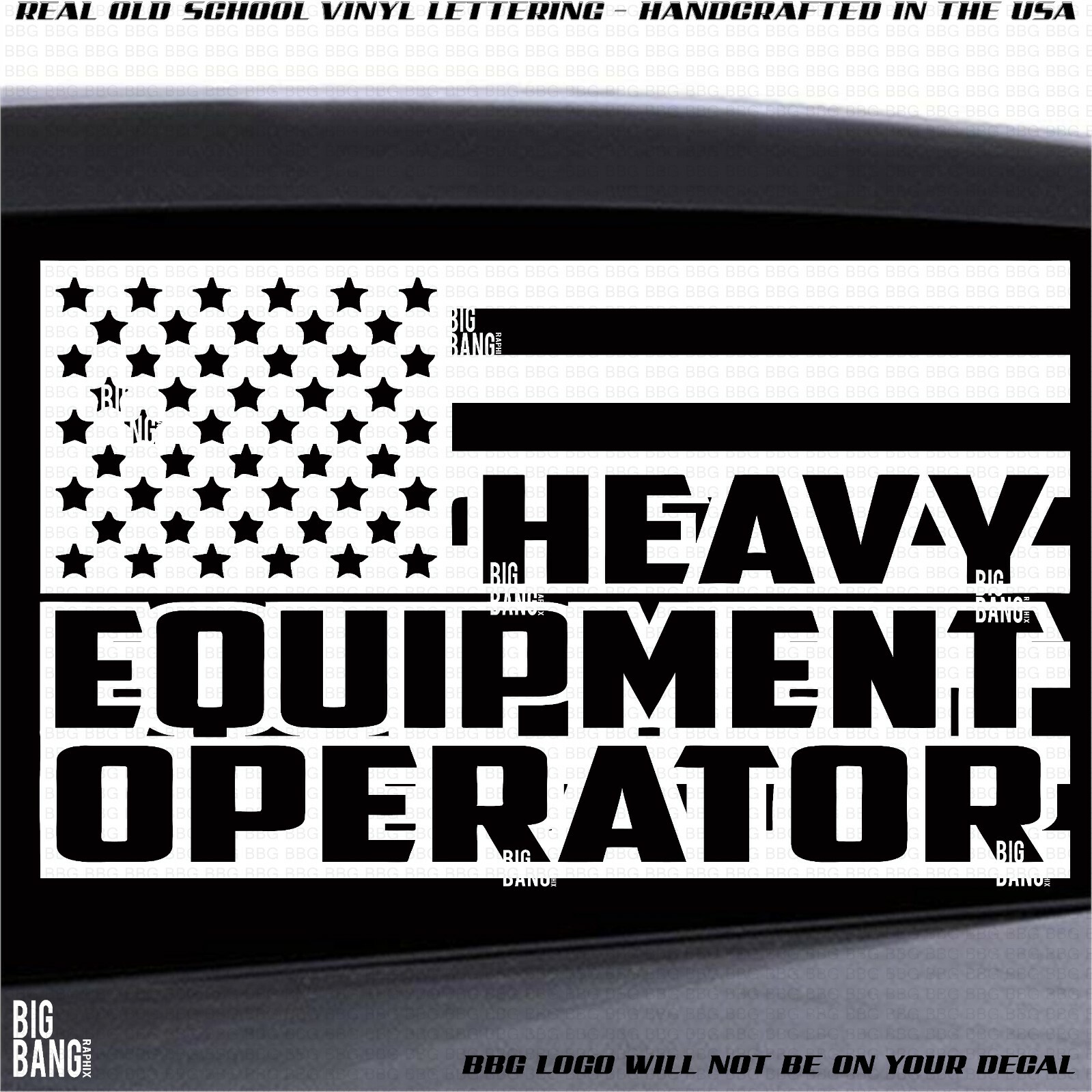 Heavy Equipment Operator Vinyl Decal Sticker American Flag SUV Van Car Truck