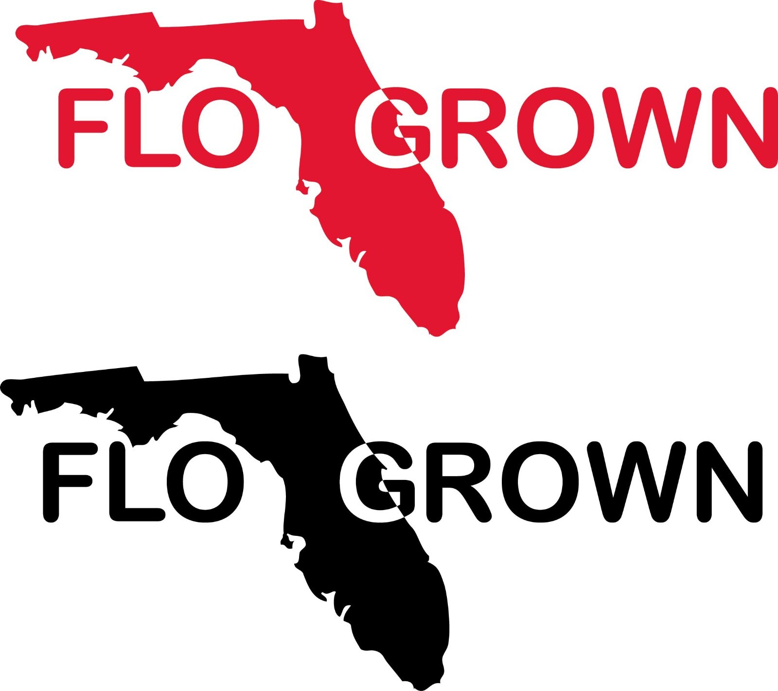 FLO GROWN Florida Die Cut Decal Size 3.25″ x 7.25″ Choose Colors p410