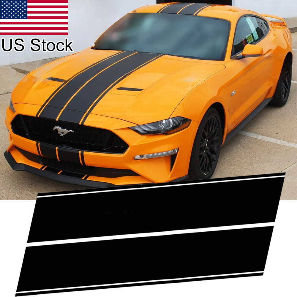 236” Black Hood Roof Trunk Rally Racing Stripe Decal Sticker For Ford Mustang