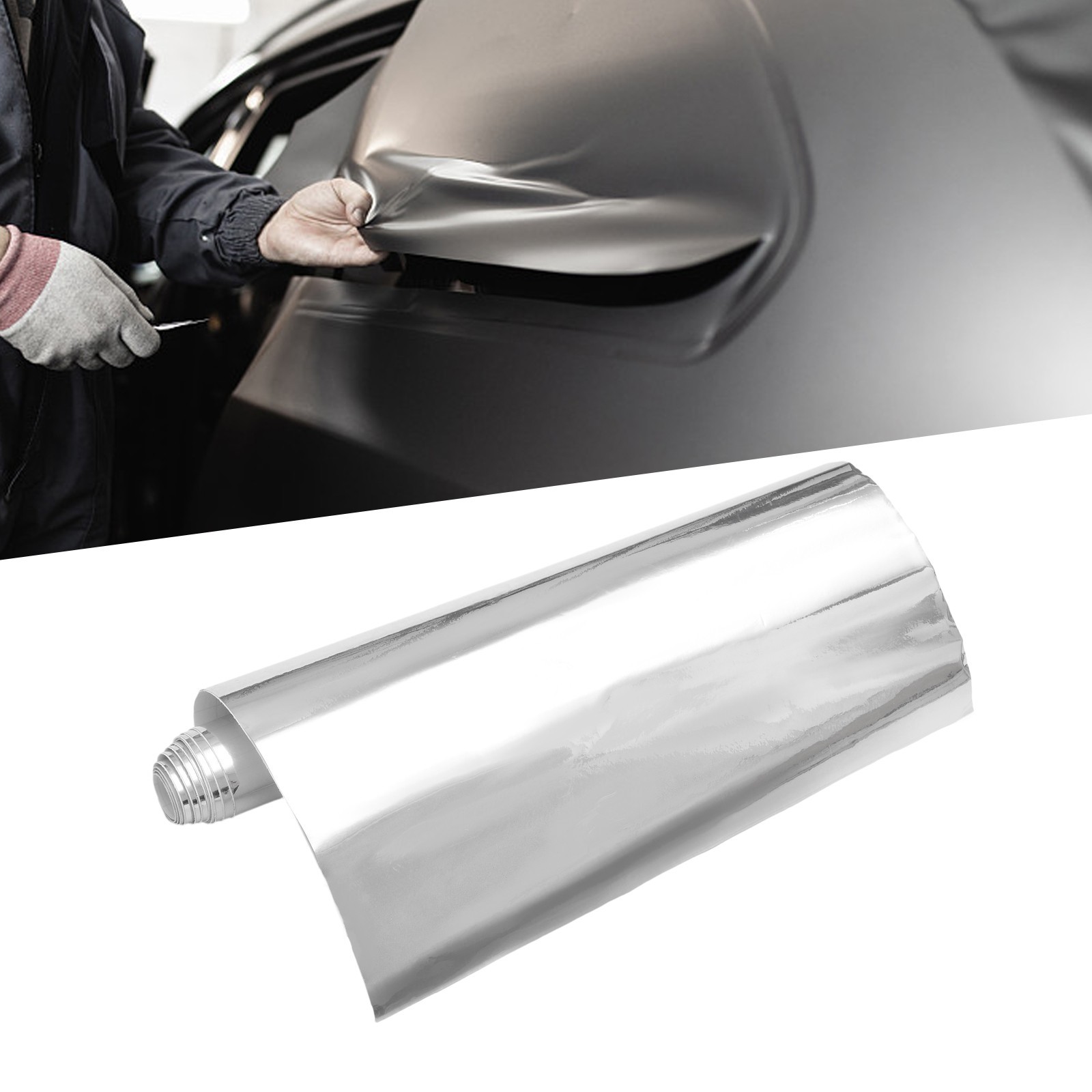 Silver Chrome Mirror Vinyl Wrap Film Roll Sheet Air Bubble 12 X 60 In