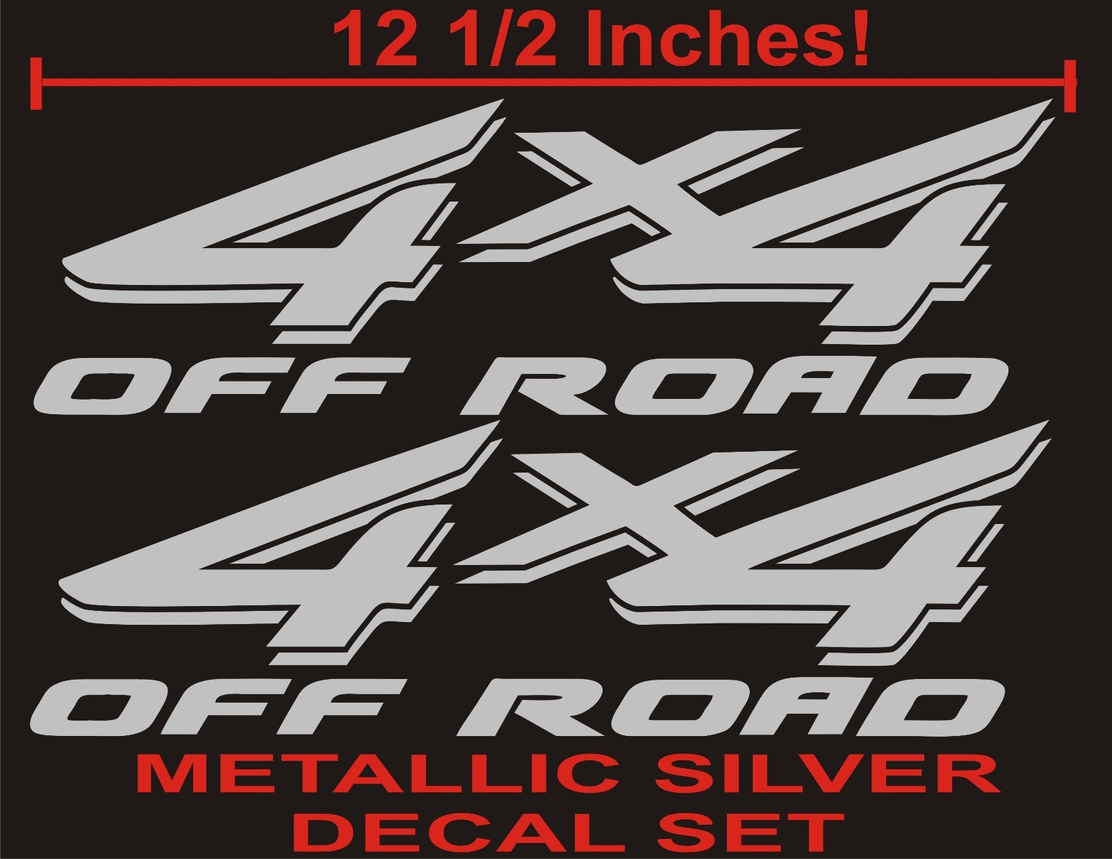 4×4 Truck Bed Decal Set METALLIC SILVER for Ford Super Duty F-250, F-150, Ranger