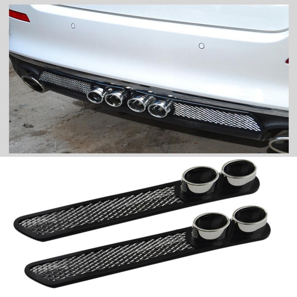 Car Decorative Fake Exhaust Hole Universal Vent Grid Exhaust Muffler Pipe 1Pair