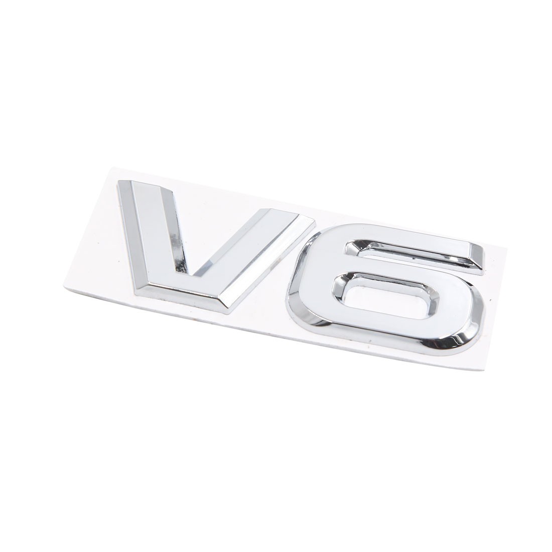 Silver Tone Metal V6 Pattern Adhesive Badge Emblem Sticker Decals for Car
