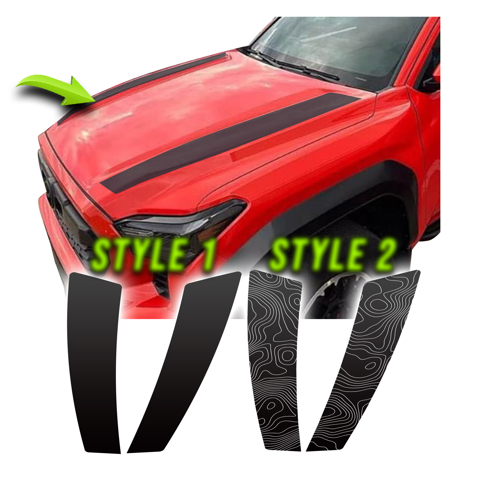 Hood Decal Graphic Racing Stripes Fits 2025 and up Toyota Tacoma 4-Runner TRD