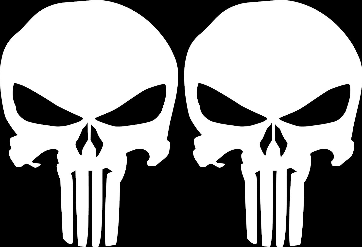 Punisher Skull Decal Pair of 2 Vinyl Stickers Truck Window Laptop Helmet Cart