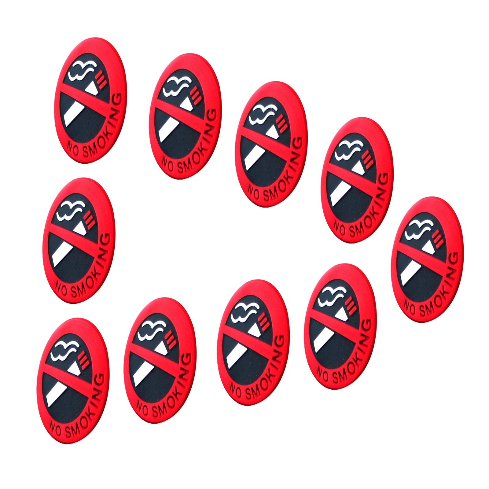 5cm 5/10Pcs Mini NO SMOKING Sign Warning Logo Rubber Stickers Car Taxi Decor