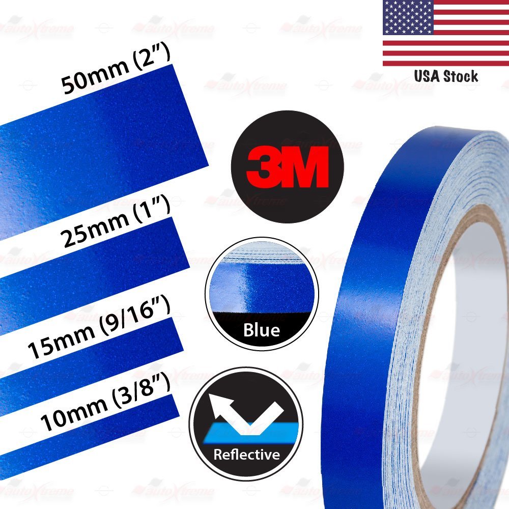 3M BLUE REFLECTIVE High Visibility Conspicuity Adhesive Roll Vinyl Tape Stickers