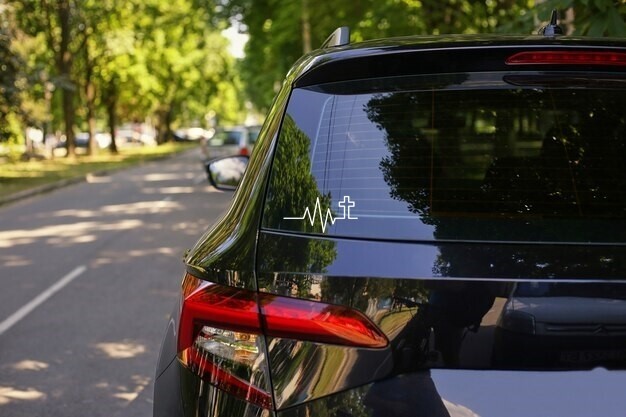 Heartbeat Cross Car Window – Premium Vinyl Decal/Sticker 5.5×2.75 inches
