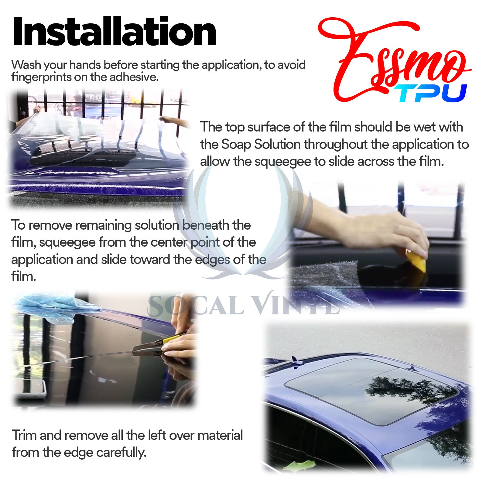 TPU Essmo Security Clear Glass Car Auto Sunroof VLT70% UV99% Windshield Sunshade
