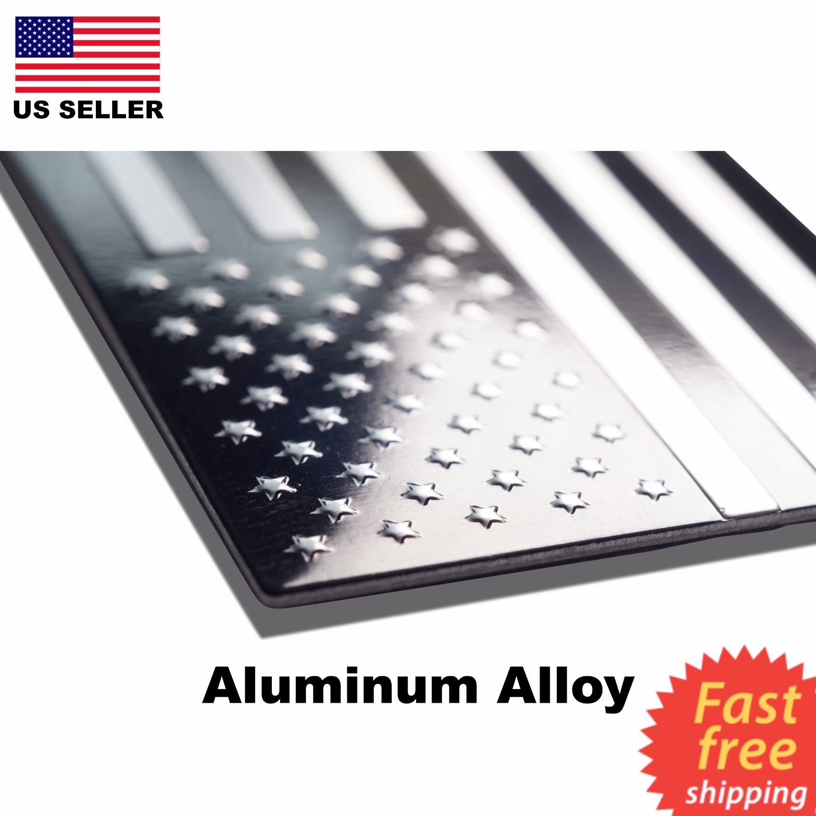 (4 PACK) ALUMINUM US Flag Sticker 3D Emblem Decal Patriotic Car Bike 3.15″x1.75″