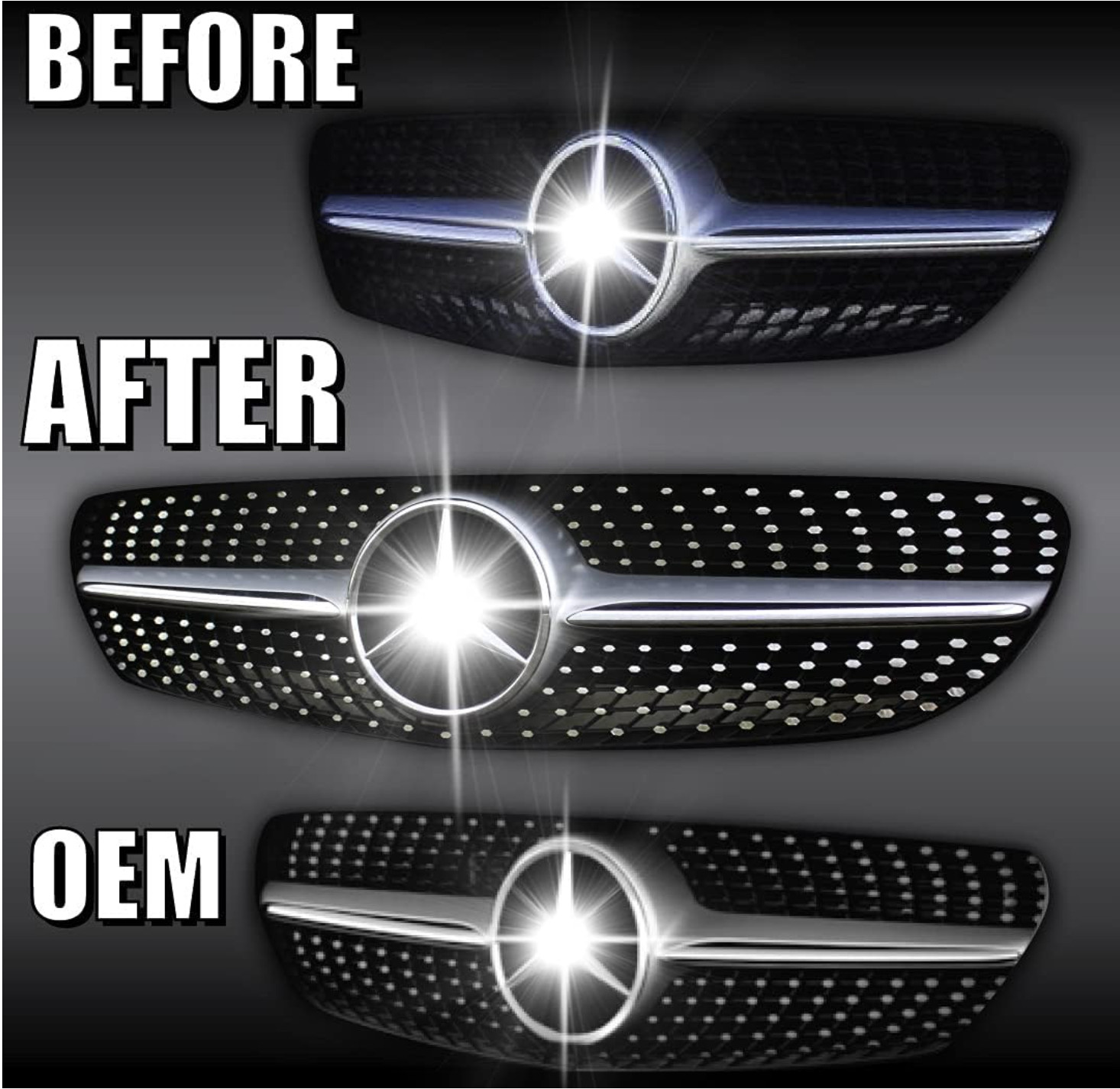 Diamond Grille Decals Compatible w/Mercedes Benz A C E CLA GLA GLC SLC S AMG GT