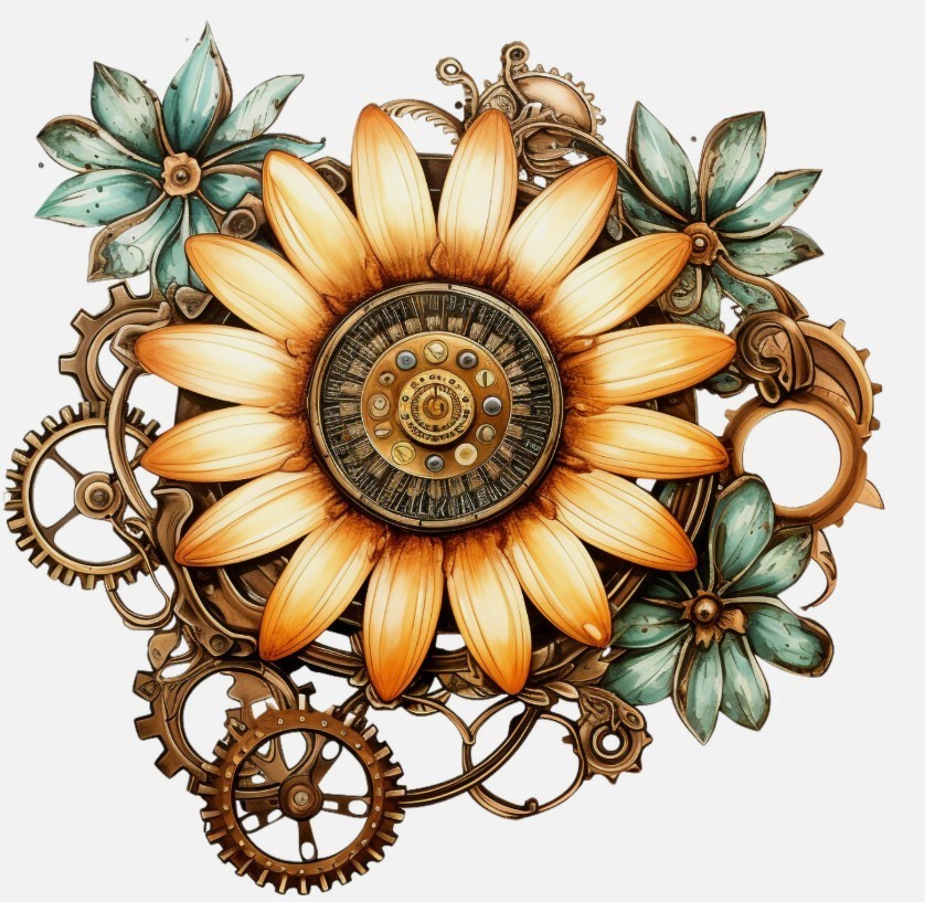 Steampunk Flower Sticker (5 Inch) Waterproof Adhesive Peel & Stick Car Bumper