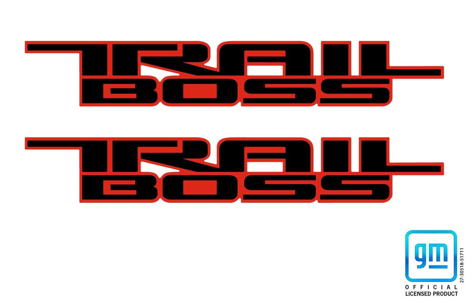 Chevy Colorado Black Red TRAIL BOSS Bedside Decals 2023-2026 Set of 2