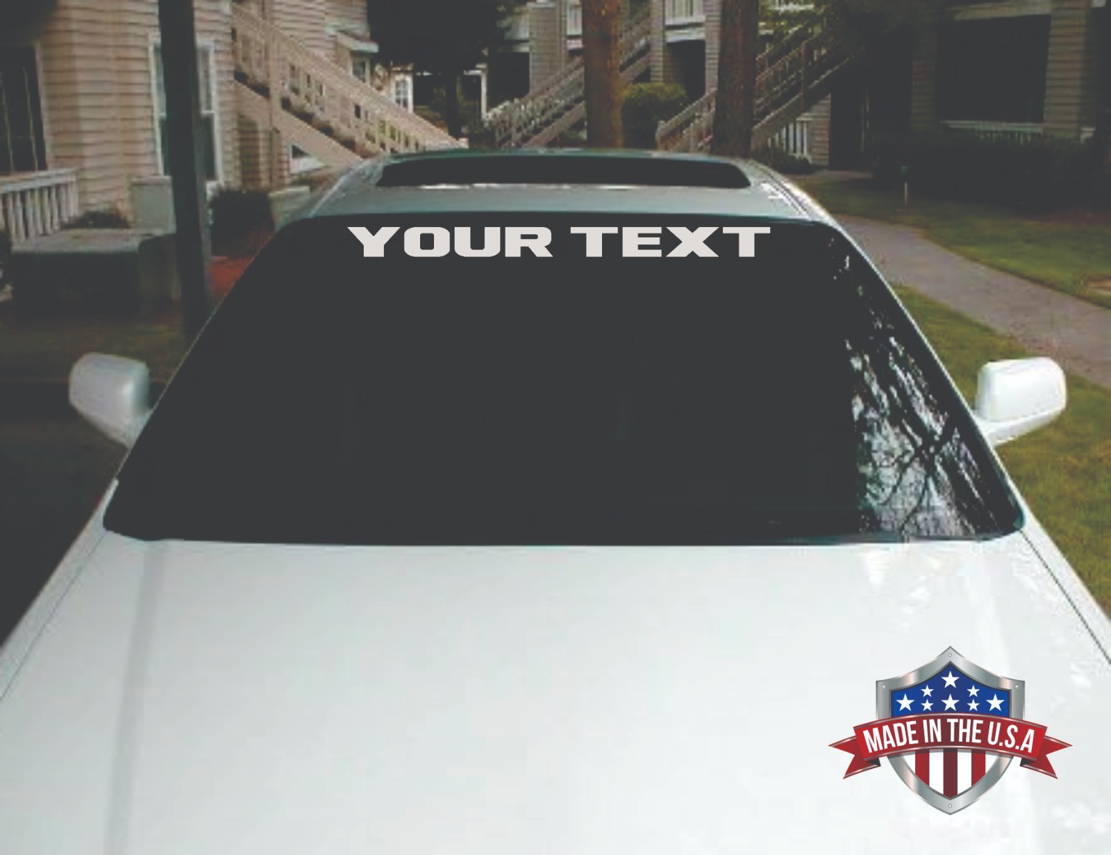 Windshield Banner Decal Sticker Your Custom Text 36″ or 41″ Universal Fit F9