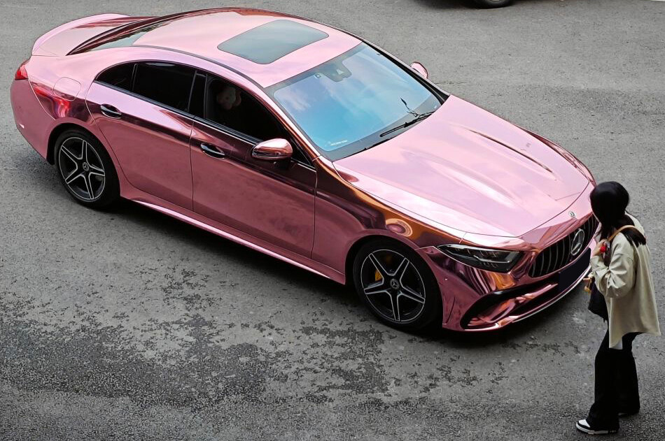 Rose Gold Chrome Mirror Vinyl Film Wrap Sticker Decal Stretchable Reflective