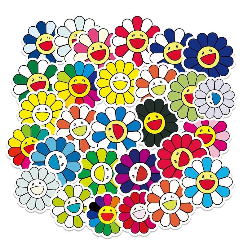 50 Pack Sticker Bomb Takashi Murakami Flower Rainbow Skateboard Laptop Decals