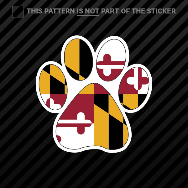 Maryland State Shaped Paw Print Sticker Self Adhesive Vinyl Dog Cat Pet Puppy