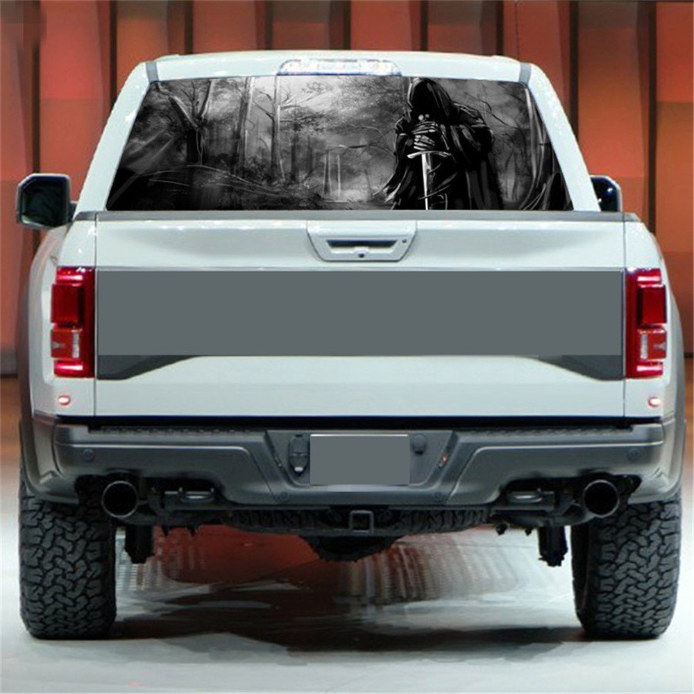 22×65″ Rear Window Perforated Graphic Decal Grim Reaper Sticker For Pickup Truck
