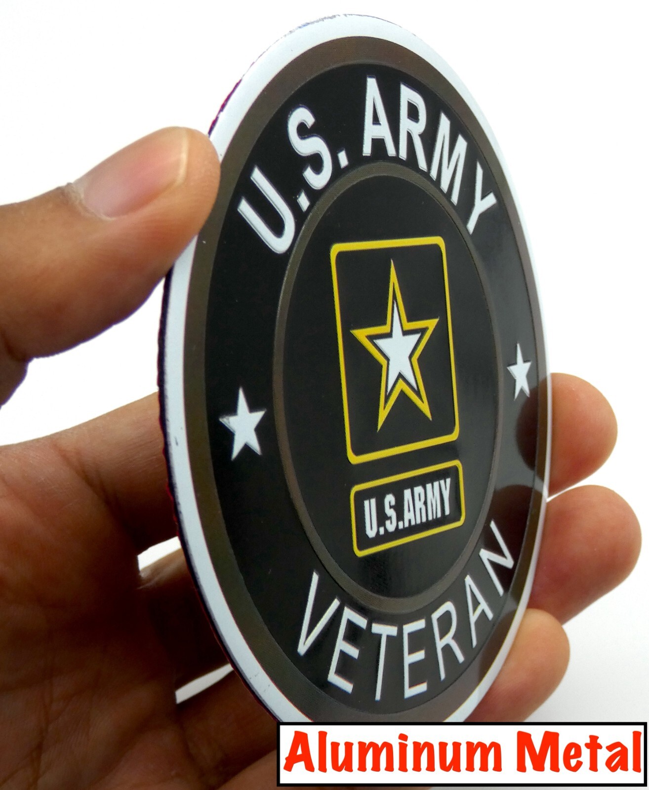 ALUMINUM US Army VETERAN Stickers Military Decals Motorcycle, Car Emblem 3.5″