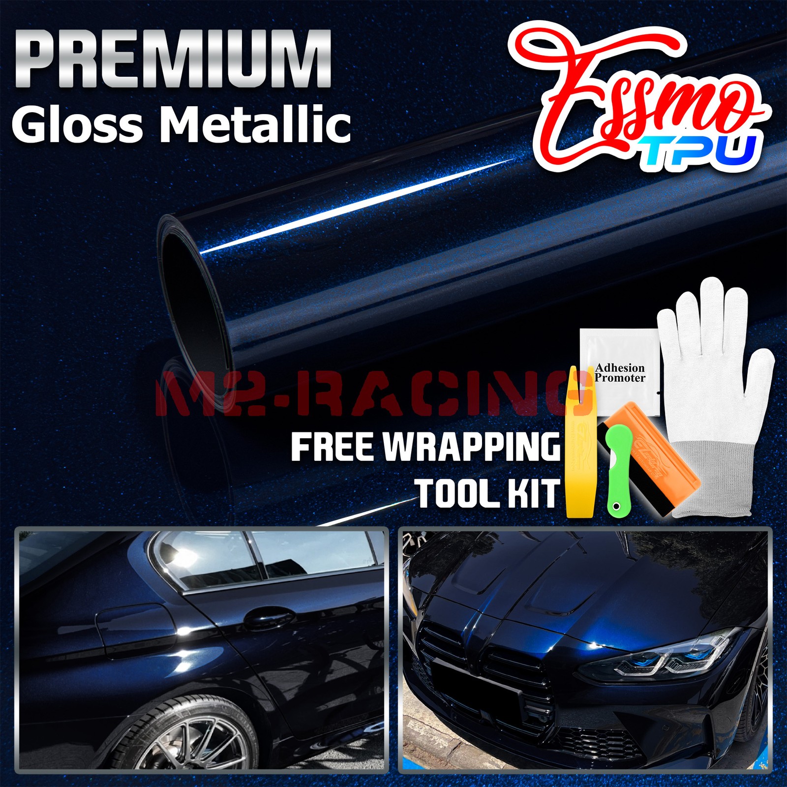 Gloss Metallic Tanzanite Blue PPF TPU Paint Protection Film Dry Wet Vinyl Wrap