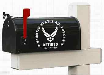 AIR FORCE MAILBOX – 2 RETIRED DECALS – USAF Military Sticker – Home Garden Decor