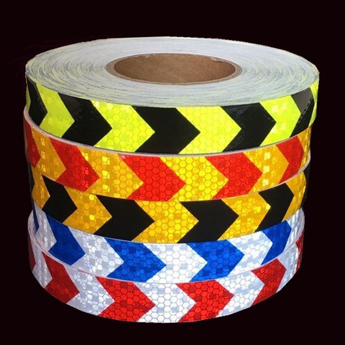 3-10M Reflective Safety Warning Tape Sticker Roll Strip Arrow 2.5 CM Wide