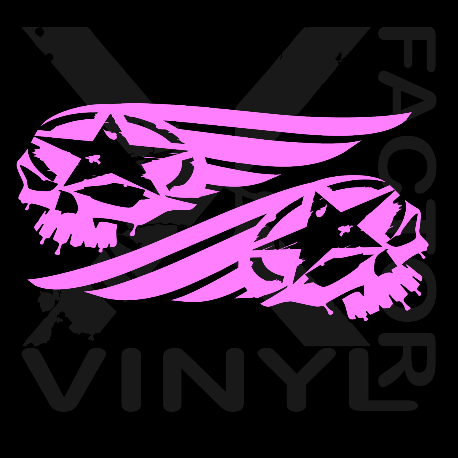 Set of Winged Skull with Star Vinyl Dicut Decal Stickers 14 Color 2 Size FREESHP
