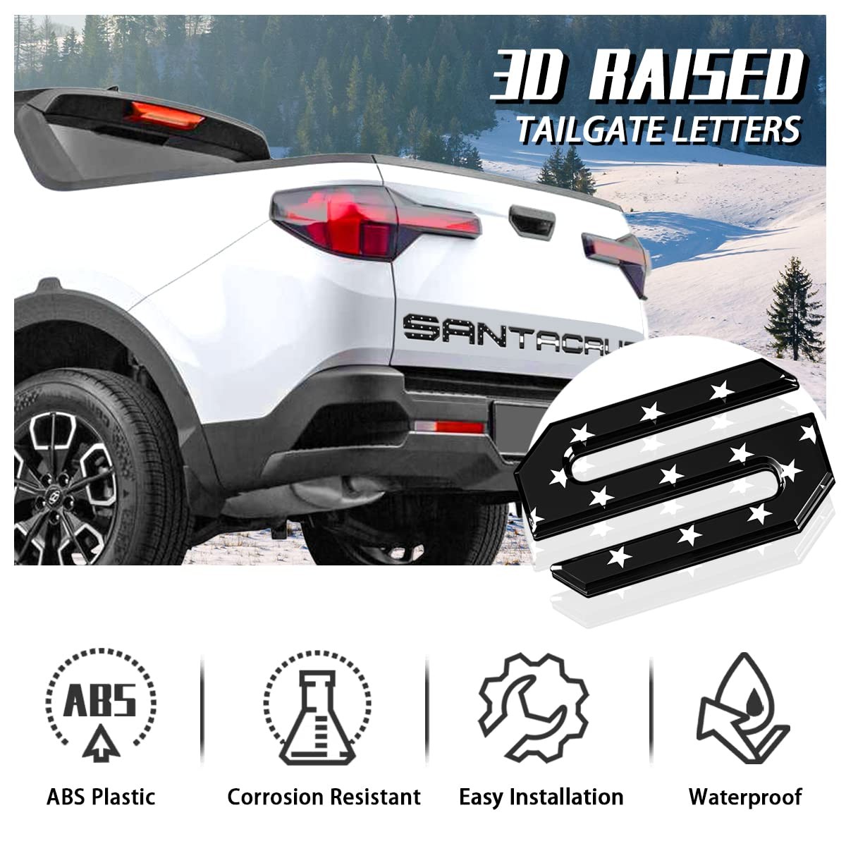 Tailgate Inserts Letters Compatible for 2022 2023 2024 Black American Flag