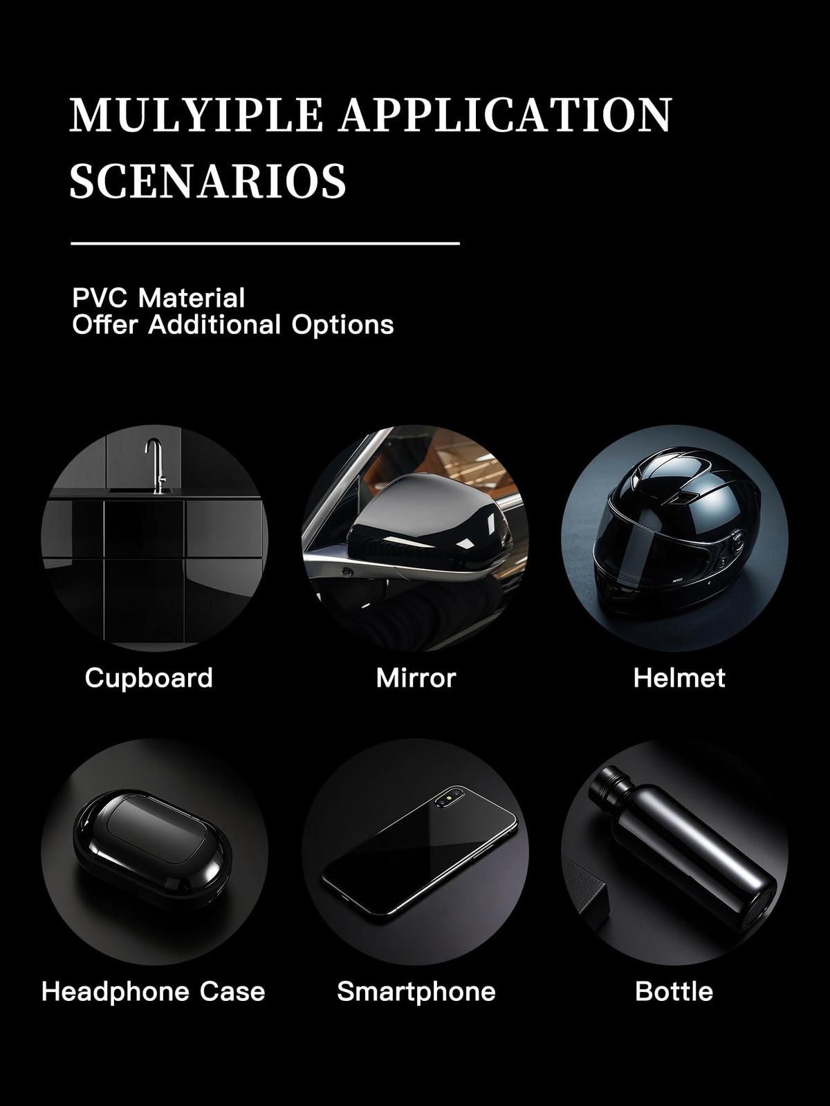 Vinyl Car Wrap 1ft x 5ft Gloss Black, Scratch Resistant, Air Release
