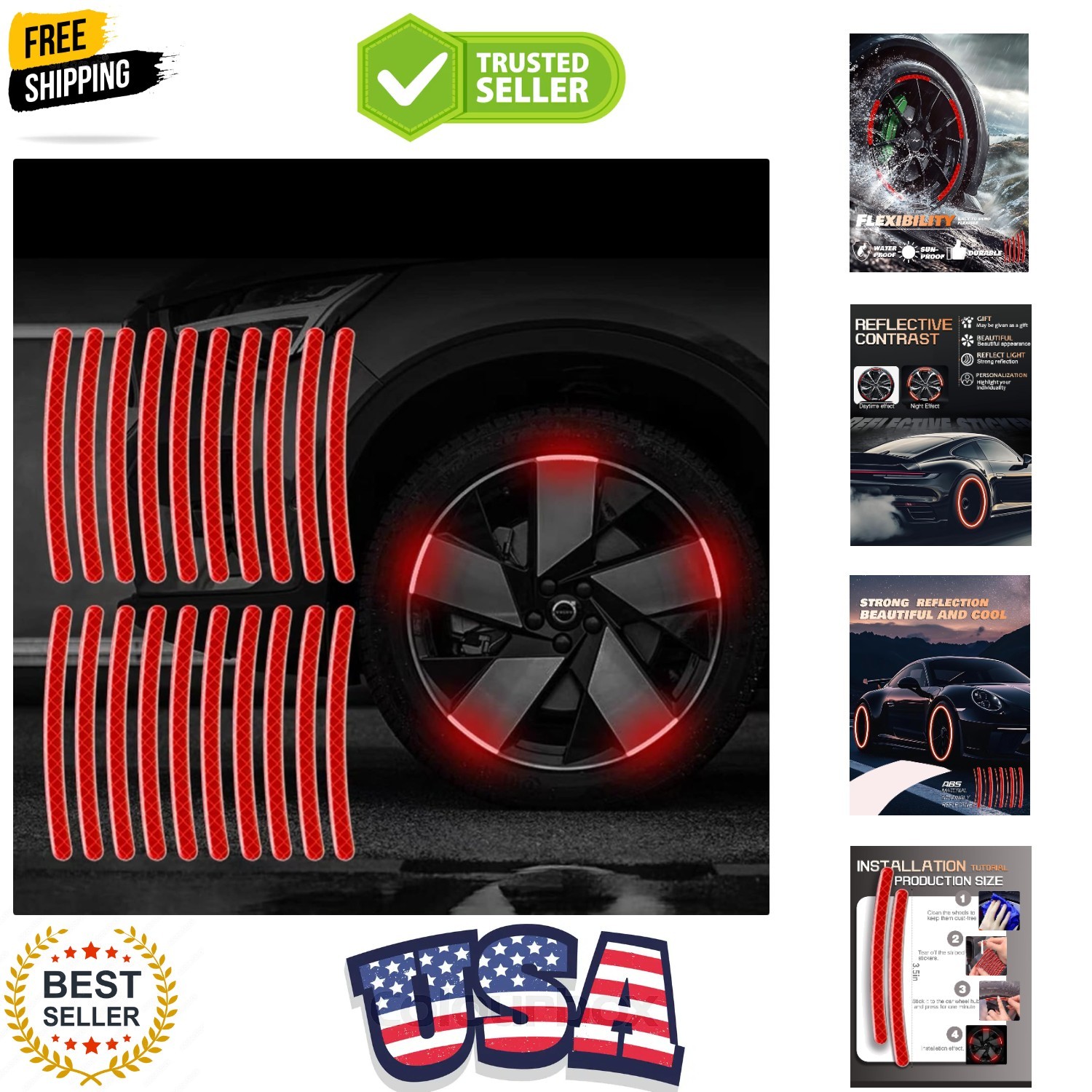 20PCS Car Wheel Reflective Decorative Strip,Night Safety Warning Stickers,Car…