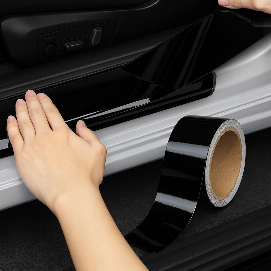 High Gloss Black Vinyl Wrap 4″ x 30ft for DIY Car Exterior and Interior Use