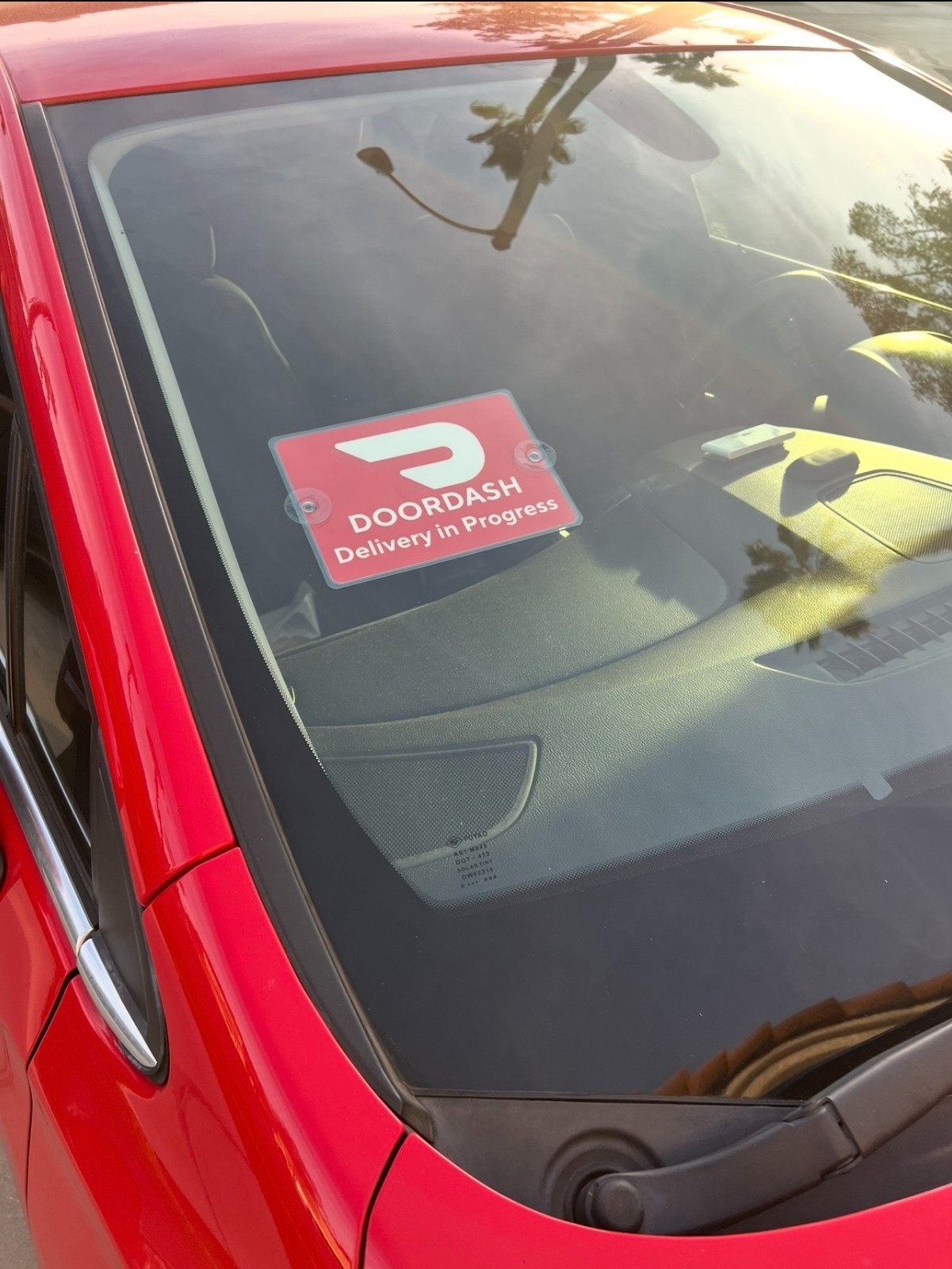 2 DOORDASH Delivery in Progress WINDSHIELD SIGN on Suction Cups ~ 15 Free Cards