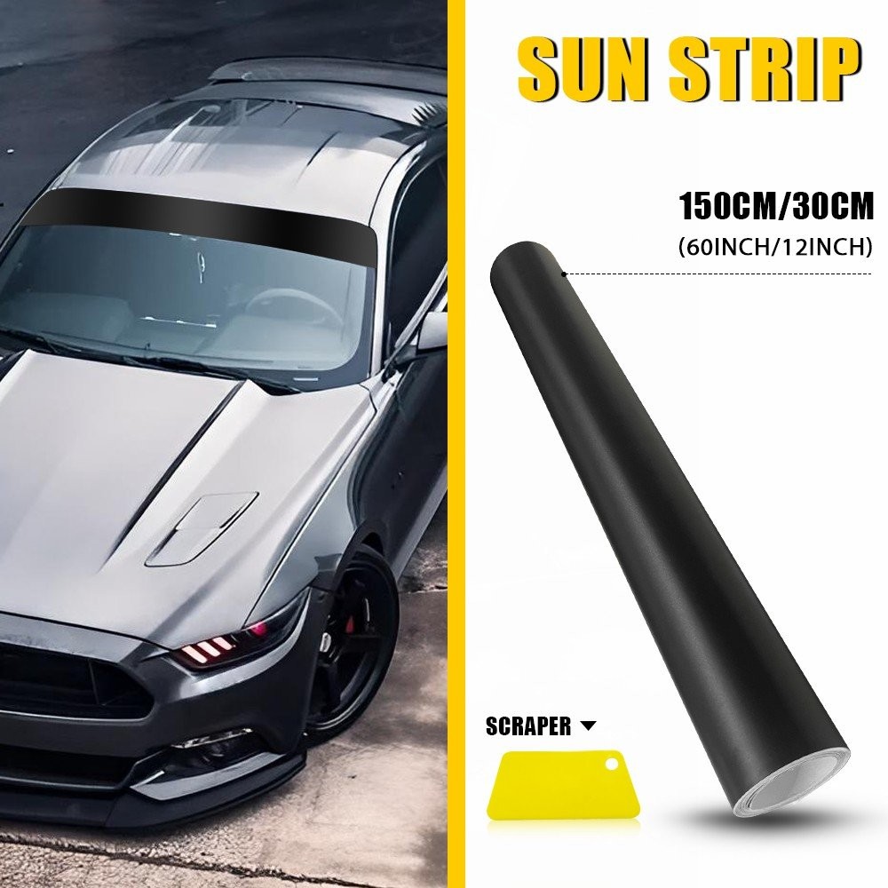 60×12″ Sun Visor Vinyl Decal Strip Banner Blank Windshield Sticker Matte Black Y