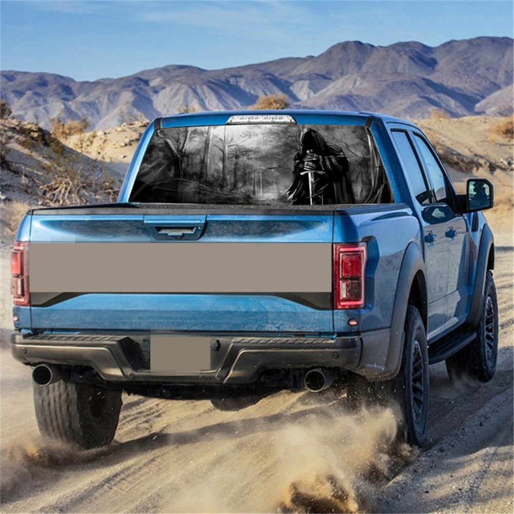 22×65″ Rear Window Perforated Graphic Decal Grim Reaper Sticker For Pickup Truck